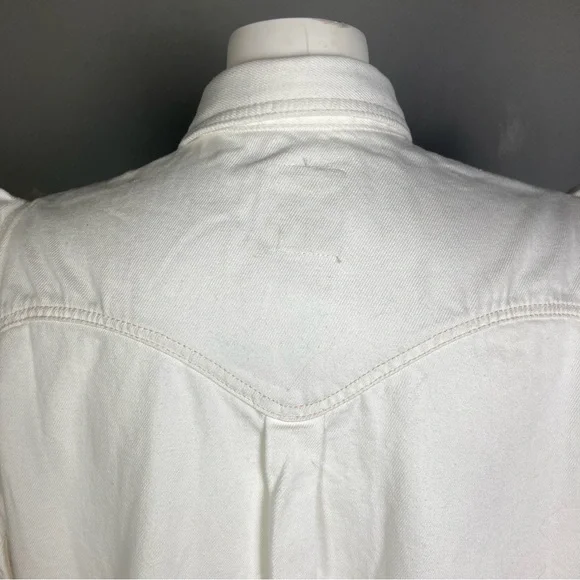 NEW Zadig & Voltaire shirt jacket Large western pearl snap ruffle Toky white - Picture 8 of 16
